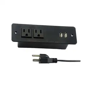 OSWELL USA/US/American furniture flush mounted power outlet to USB 2 socket to power strip outlet adapter for headboard