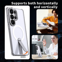 Funda Magnética Antihuellas con Soporte Vertical Oculto, Marco Metálico para Cámara, Resistente a Impactos para Samsung Galaxy S26 Ultra