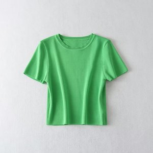 PB&ZA Suéter de Punto Corto de Seda Helada para <span class=keywords><strong>Mujer</strong></span>, Primavera 2024, Nuevo Estilo Chic, Vintage, Manga Corta, Pullovers Femeninos, Tops Chic - Product Image 5