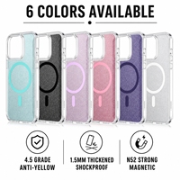 Coque de protection transparente anti-jaunissement 1,5 mm avec paillettes et chargement magnétique en TPU PC pour iPhone 18 17, prix d'usine, vente en gros