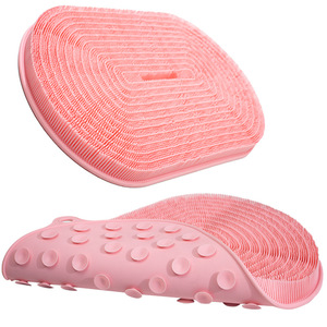 Silicone Integrated Shower Pad with Suction Cups Anti-Slip Bath Mat for Foot & <b>Back</b> Rubbing Wet <b>Scrubbing</b> Tool - Product Image 1