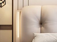 Meubles de chambre à coucher modernes Lit suspendu en bois Lit double en cuir imperméable Lit king-size Lit queen-size avec éclairage LED