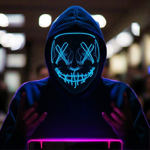 หน้ากากฮาโลวีน LED หน้ากากปาร์ตี้เรืองแสง, หน้ากาก Purge ฮาโลวีนพร้อมโหมดไฟ 4 แบบ, หน้ากากกรีดร้องสุดหลอนสำหรับงานเทศกาลคอสเพลย์ - Product Image 1