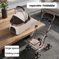 Poussette de luxe 2-en-1 pour animaux de compagnie, chariot détachable pour chien, poussette pour chat, pliage en 3 secondes, cadre en aluminium 20 kg, vente en gros pour le voyage