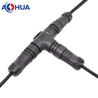 Câble d'alimentation AOHUA IP68 1 entrée 2 sorties, connecteur étanche en T mâle-femelle 2 ou 3 broches