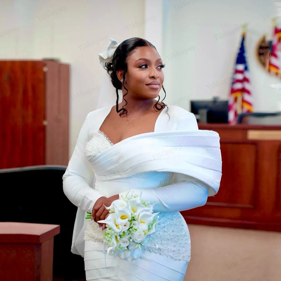 Customized Beaded African Straight Civil Wedding Dresses Long Sleeves Lace Women Up Back Bridal Gowns for Black Girls| Alibaba.com Customized Beaded African Straight Civil Wedding Dresses Long Sleeves Lace Women Up Back Bridal Gowns for Black Girls| Alibaba.com