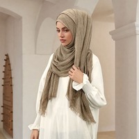 Hijab en Viscose Élégant, Foulard Malaisien Doux, Châles en Rayonne à Franges pour Femmes, Respirant avec Pompons pour Dames Musulmanes, Prêt à Expédier