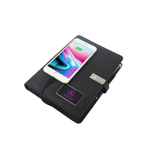 <b>Smart</b> Diary Bank Notebook Business Gift Wireless Charging LED Light Logo A5 Size Style Hardcover Leather Cover - Product Image 1
