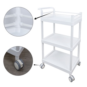 Carrito de Salón de Belleza con 4 Ruedas Médicas Silenciosas, Equipo de Almacenamiento Portátil Blanco - Product Image 4