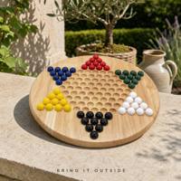 Jeu de dames chinoises rond en bois avec billes colorées, jeu de société familial pour enfants et adultes, cadeau d'anniversaire ou de vacances