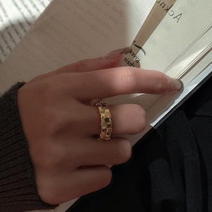 Wenchi Vintage Woven <b>Ring</b> Green Zircon S925 Pure <b>Silver</b> Elegant Temperament European American French Niche Design Inlaid <b>Set</b> - Product Image 2