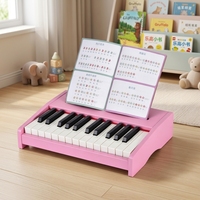 Portable Wooden Children's Electronic Keyboard Musical Instrument 25-Key Piano Toy Education Toy for Ages 7-12