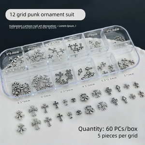 12 grilles de breloques métalliques pour ongles à motif cœur, décorations 3D en forme de cœur pour nail art et manucure - Product Image 4
