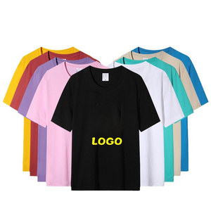 180 GSM giá rẻ unisex người đàn ông 50% Cotton 50% <span class=keywords><strong>Polyester</strong></span> CVC vải màu rắn crewneck T-Shirt - Product Image 1