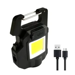 New Multi-functional Portable Magnetic Rechargeable LED COB Keychain Work Light Mini Flashlight