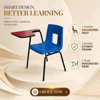 Mobilier scolaire moderne pour salle de classe, salle de conférence, bureau d'étude, chaise d'étudiant avec tablette d'écriture