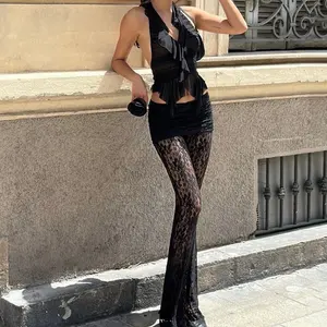 Neue Damenhosen modisch 2024 sexy vielseitige Hosen Spitzenspitzen Slim fit Aussicht hohe Qualität hohe Taille Flare-Hose