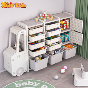Xiair Drawer Storage Cabinet Plastic Movable Car Shape Toy Clothes Storage Kids' Cabinet Children Organizer For Kindergarten Use