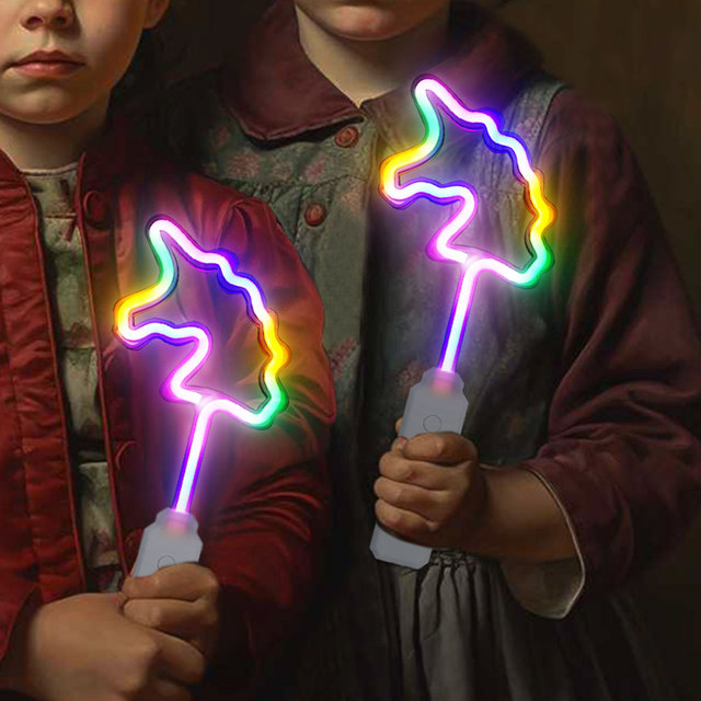 10" LED Unicorn Neon Wand for Kids Colorful Flashing Lights Graduation NEW ARRIVALS for Birthday Christmas New Year Festive