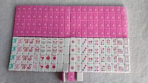 En stock – Nouvel ensemble de Mahjong américain en acrylique rose, écologique, portable, cadeau de luxe pour soirées de jeu en famille – 166 tuiles - Product Image 3