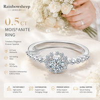 Bague de fiançailles en argent sterling 925 avec moissanite couleur D VVS 1 carat, halo rond, pour femme, cadeau parfait pour un anniversaire