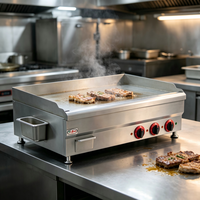 Plaque de cuisson électrique professionnelle pour restaurant, surface lisse, nettoyage facile, tiroir de récupération des graisses pour les entreprises de restauration