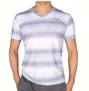 strong guy clothing men v neck active striped t-shirt secondhand