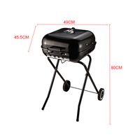 Barbecue fumoir avec table latérale, chariot à quatre pieds rouge, barbecue au charbon de bois