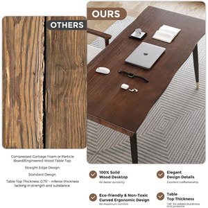 <span class=keywords><strong>Escritorio</strong></span> de pie de estilo Simple moderno de 55 \ "<span class=keywords><strong>para</strong></span> el hogar, oficina, dormitorio, tablones de madera maciza con patas de Metal negro, <span class=keywords><strong>escritorio</strong></span> de ordenador de estudio - Product Image 4