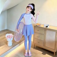 Nouvelle arrivée : Robe de bain deux pièces, maillot de bain d'été pour filles, vêtements de plage à manches longues, maillots de bain pour enfants