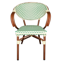 Chaise de bistrot rétro en rotin français colorée pour restaurant et jardin, mobilier d'extérieur en aluminium
