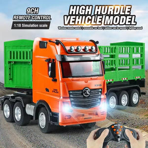 Camion de transport RC 1:18 avec semi-remorque 9 canaux, son et lumière, télécommande, rotation, véhicule d'ingénierie, jouet pour enfants - Product Image 6