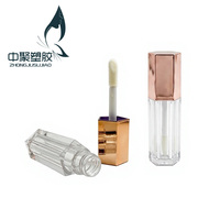 Tubes de gloss à lèvres vides de 10 ml en or rose, forme pentagone, avec applicateur épais, personnalisables et de luxe, pour marque privée