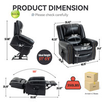 Fauteuil inclinable électrique avec porte-gobelet USB et éclairage LED pour personnes âgées, mobilier de salon pour cinéma maison