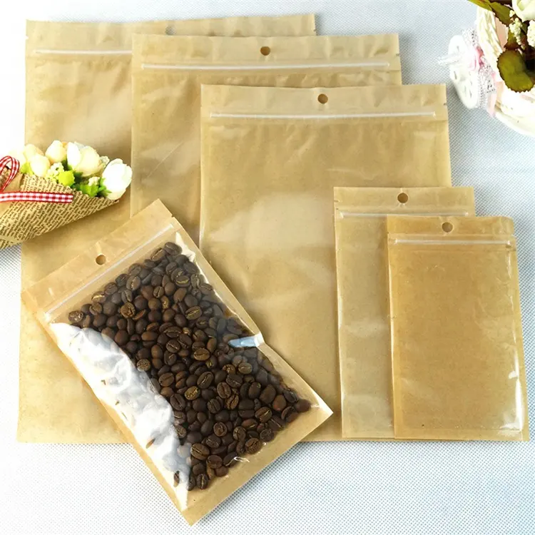 High Quality PET Clear Window Stand Zip Lock Bag High Quality Plastic Clear Paper Pouch Coffee Tea Candy Dried Food Packaging