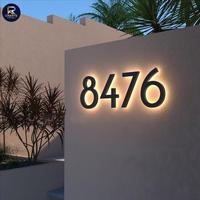 Letrero de Número de Casa LED 3D de Acero Inoxidable Retroiluminado Personalizado para Publicidad y Decoración, Tamaño y Color Personalizables, IP65 Impermeable