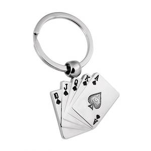 Alloy Royal Flush Spades <b>Keychain</b> Stylish Coin Holder Carabiner <b>Bottle</b> <b>Opener</b> with Stainless Steel Metal Fashion Accessory - Product Image 1