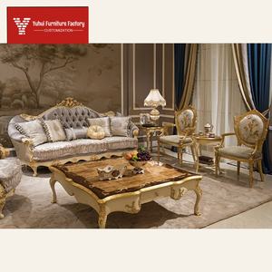 Luxueuze Franse stijl klassieke handgesneden sectionele bankset, <span class=keywords><strong>2</strong></span>-zits rechthoekig berkenhout, sponsvulling, stoffen bekleding, meubels voor thuis - Product Image 5