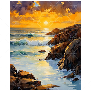 DecorFriday Golden Coast Kit <span class=keywords><strong>de</strong></span> <span class=keywords><strong>Peinture</strong></span> par Numéros pour Adultes - <span class=keywords><strong>Coucher</strong></span> <span class=keywords><strong>de</strong></span> <span class=keywords><strong>Soleil</strong></span> sur la Côte DIY 16x20 Pouces Toile <span class=keywords><strong>Acrylique</strong></span> Sans Cadre Cadeaux Artistiques - Product Image 1