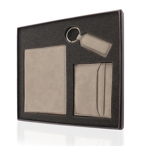 Promotional Corporate Gifts Men and Women Birthday Pu Leather Passport Holder Card Holder Keychain Custom Travel Gift Set