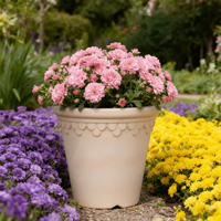 Pots de fleurs YUNCHENG PE durables au design moderne et minimaliste, pour intérieur/extérieur, avec trou de drainage, moulage par soufflage, 9-15 pouces