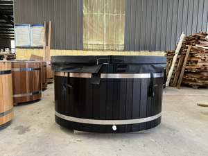 新技術凍結ブラックレッドシダー木製アイスバスタブ冷水バスバレルタブ #304ステンレススチール - Product Image 2