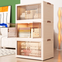 Armoire en plastique pliable empilable moderne, organisateur de rangement multifonctionnel pour la maison