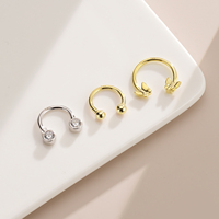 Cincin Septum Kupu-kupu Berbentuk Tapal Kuda dari Emas Padat 14K untuk Hidung dan Tulang Rawan Telinga Helix Tragus Perhiasan Tindik Anting