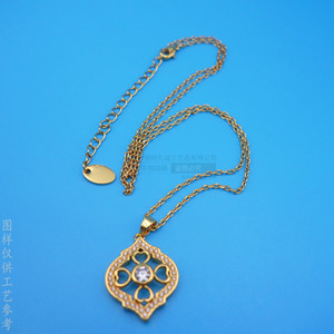 Collier pendentif fleur creuse en alliage de zinc, chaîne nickel brillant 10 cm ou moins, accessoire de bijouterie tendance - Product Image 4