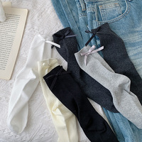 Chaussettes mi-mollet en coton/élasthanne tricotées, style printemps tendance, douces et confortables pour femmes, avec logo intégré, vente en gros directe usine