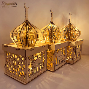 Lanterna in Legno a Forma di Luna e Stella per Eid Ramadan, Scatola Portadolci per Feste Islamiche Musulmane, Decorazione per la Casa, Regalo Personalizzato - Consegna Veloce all'Ingrosso - Product Image 2