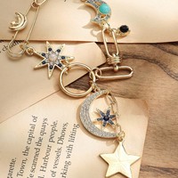 Collier à breloques hip-hop personnalisé européen et américain, collier à pendentif étoile et lune tendance, bijoux