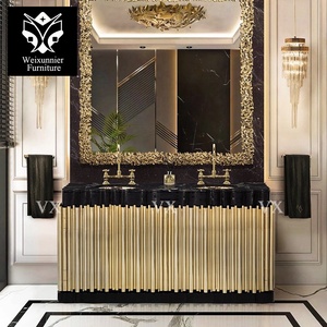 <span class=keywords><strong>Mueble</strong></span> <span class=keywords><strong>de</strong></span> baño <span class=keywords><strong>de</strong></span> <span class=keywords><strong>lavabo</strong></span> doble <span class=keywords><strong>de</strong></span> lujo <span class=keywords><strong>de</strong></span> gama alta con mostrador <span class=keywords><strong>de</strong></span> acero inoxidable y mármol <span class=keywords><strong>Lavabo</strong></span> <span class=keywords><strong>de</strong></span> alta estética <span class=keywords><strong>de</strong></span> diseño moderno - Product Image 1