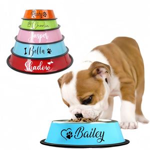 <b>Personalised</b> Name Stainless Steel Pet <b>Bowls</b> for Cat/<b>Dog</b>, Customized Colored Anti Dumping Non-Slip Pet Water <b>Bowl</b> - Product Image 2